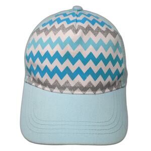 Chevron Pattern Strapback 5 Panel Cap Blue One Size Adjustable Outdoor Pugs